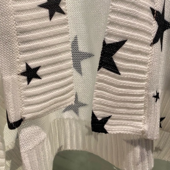 NWT Star Print Kimono Knit Sweater Dolman Sleeve Open Cardigan White M - Picture 12 of 16